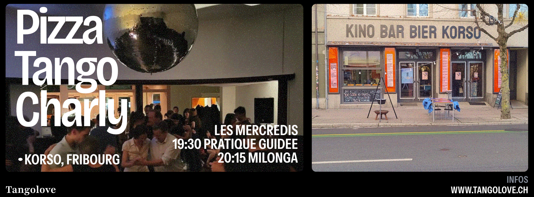 Pizza tango Charly à Fribourg avec pratique guidée et milonga